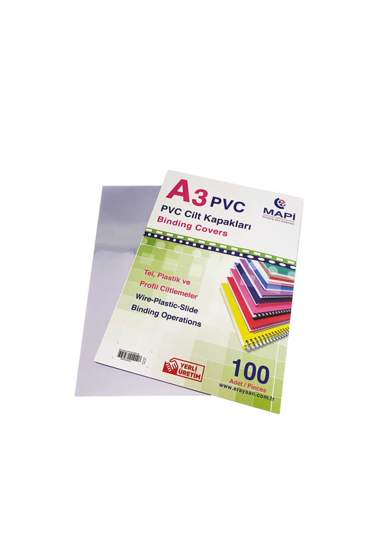Mapi A3 Pvc Şeffaf Cilt Kapak Şeffaf 100 Lü