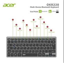 Acer OKR220 Siyah MultiDevice Dual Mode 2.4GHZ Bluetooth Klavye (