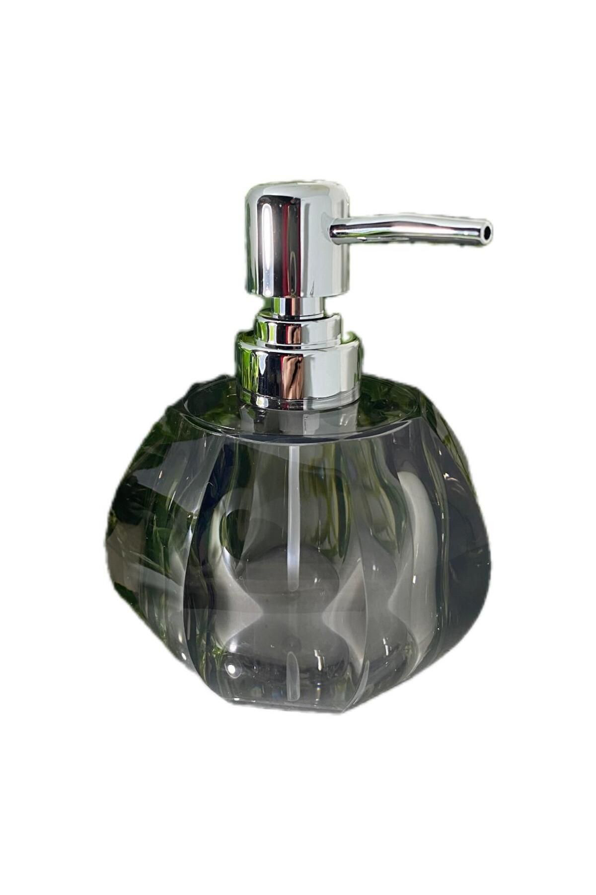 Elif Aksesuar Acrylic Kristal Füme Sivi Sabunluk-034