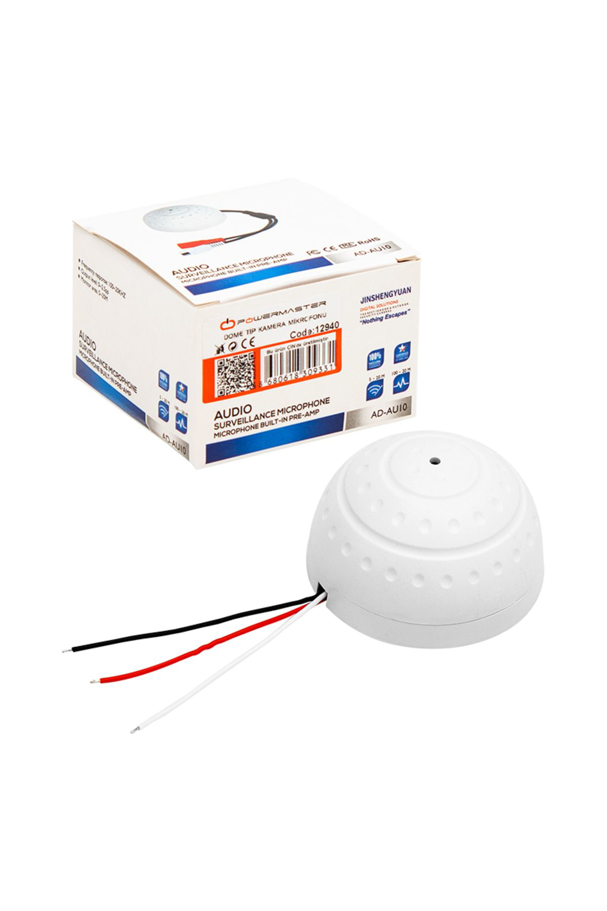 Ok Aksesuar Ad-Au10 Kamera Mikrofonu Dome Tip  (9V-12Vdc**5M2-150M2)  Go50605