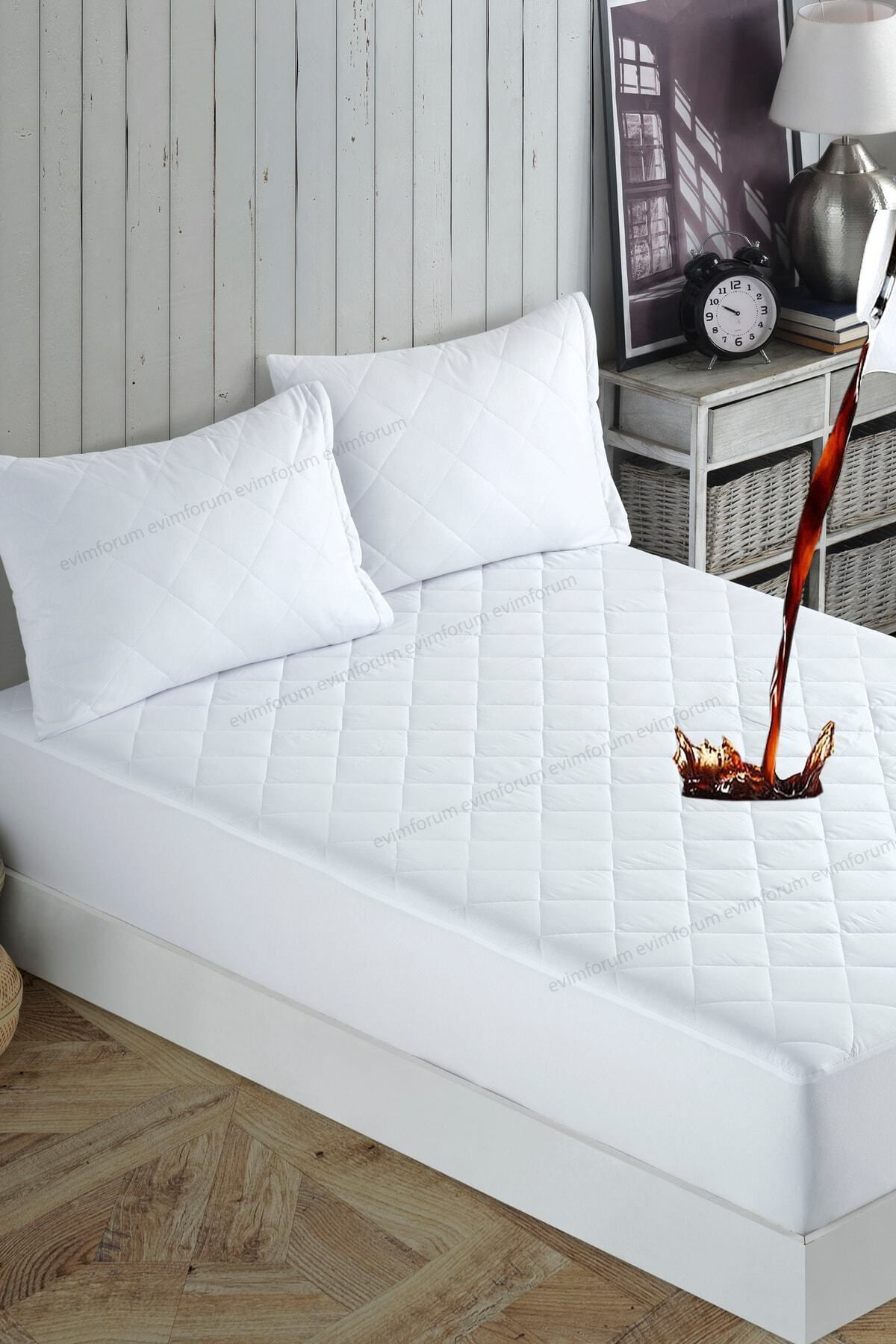 Bella Benita Adelya Comfort Kapitone Sivi Geçirmez Yatak Koruyucu Fitted Alez
