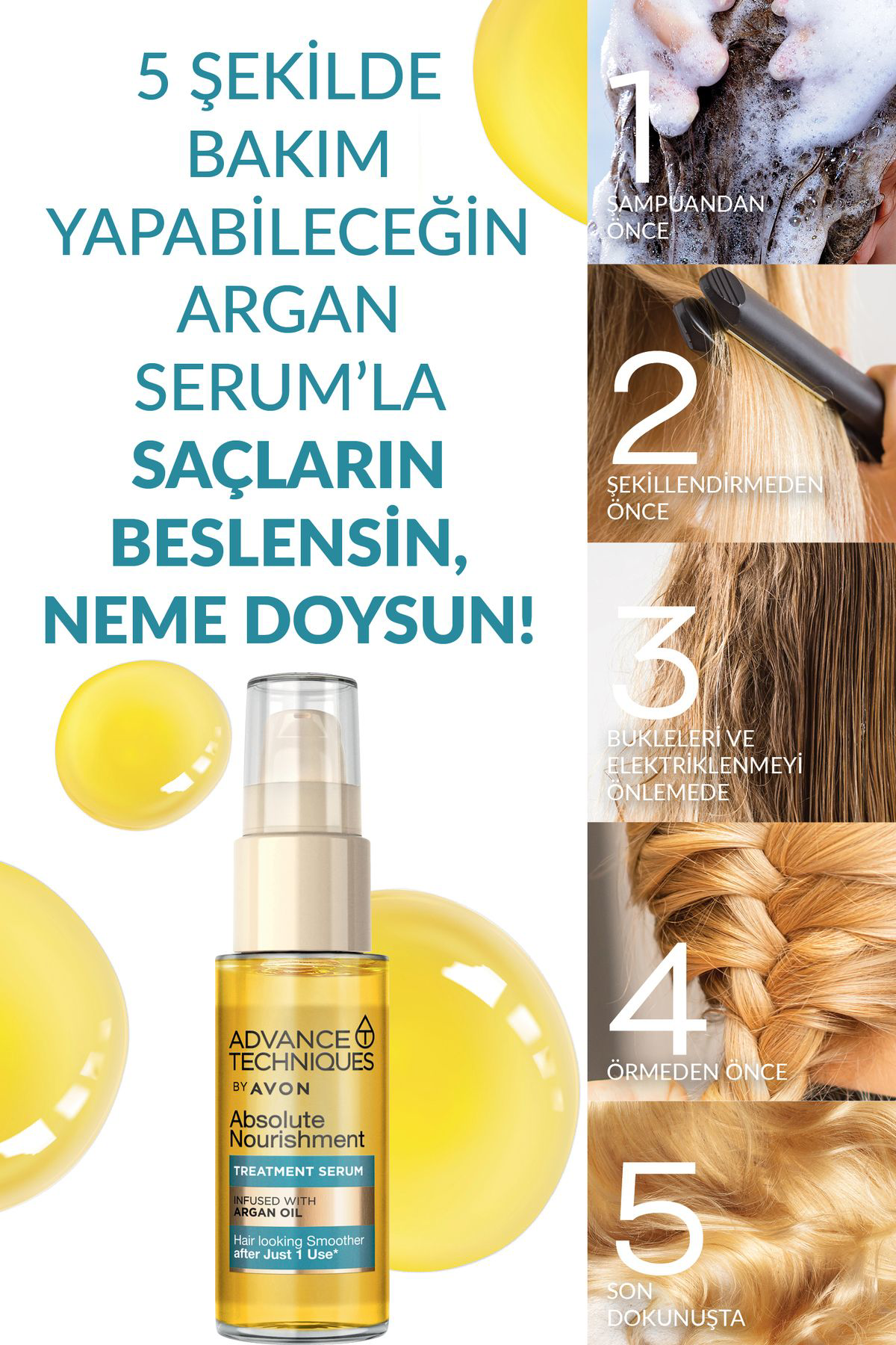 Avon Advance Techniques Argan Yaği İçeren Besleyici Saç Serumu 30 Ml. 