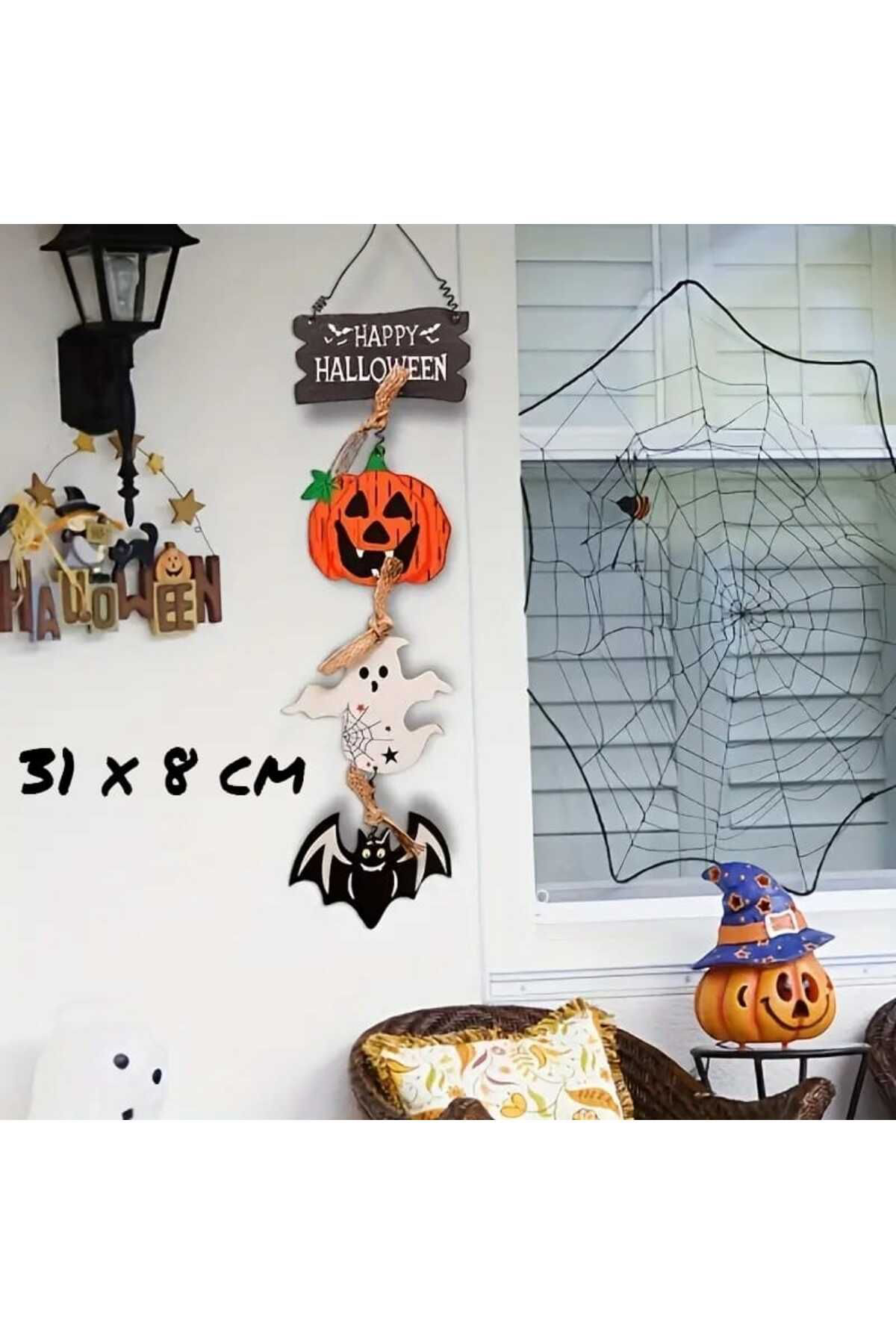 Dodemert Home Ahşap Cadilar Bayrami Balkabaği Hayalet Dekoratif Duvar & Kapi Sü