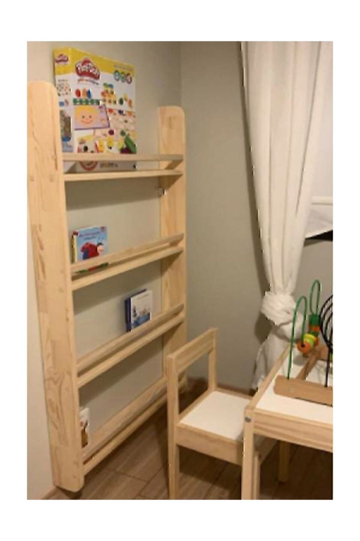 Saliha Ahşap Montessori Kitaplik Çocuk Odasi Eğitici Kitaplik