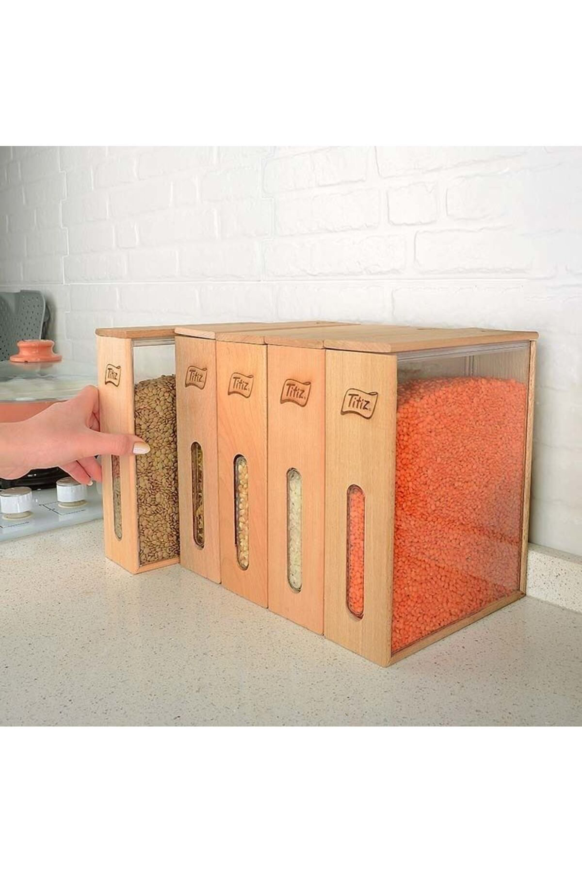 K&A Ahşap Saklama Kabi Woodbox Bakliyat Organizer 1.7 Lt