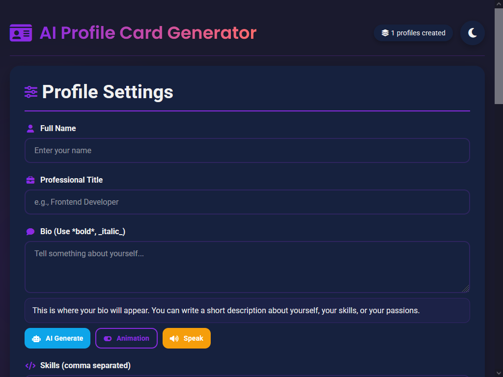 Harun Pehlivan Ai Profile Card Generator
