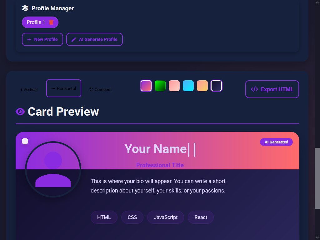 Harun Pehlivan Ai Profile Card Generator