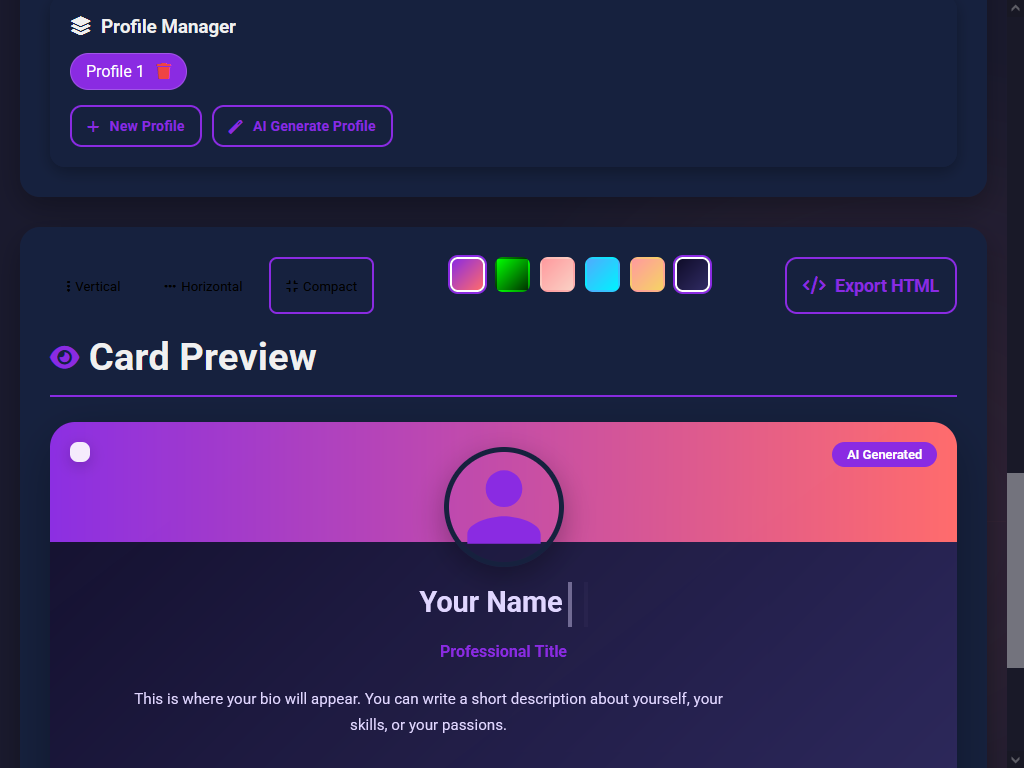 Harun Pehlivan Ai Profile Card Generator