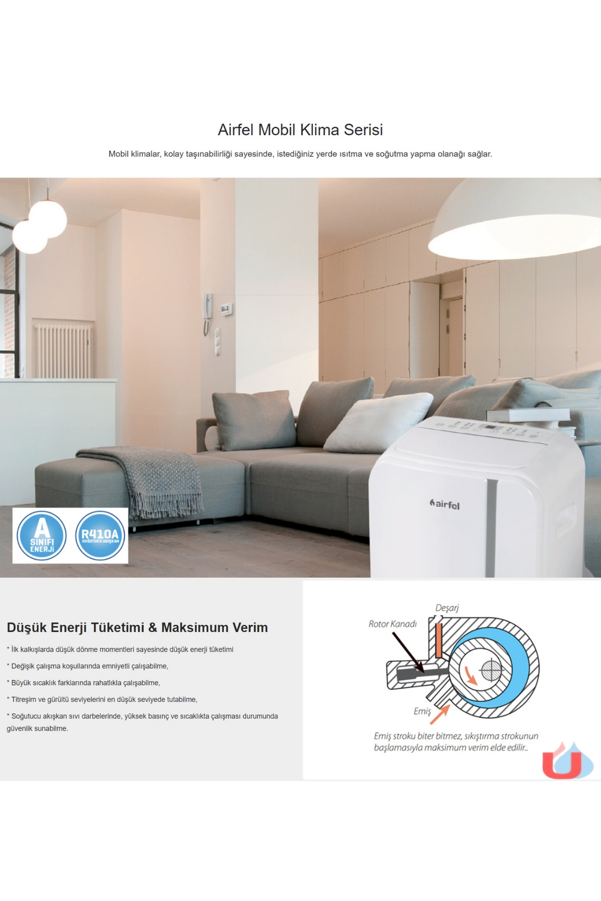 Airfel  12000 Btu Mobil Klima, (Montaj Gerekmez, Tak Kullan) İsitm