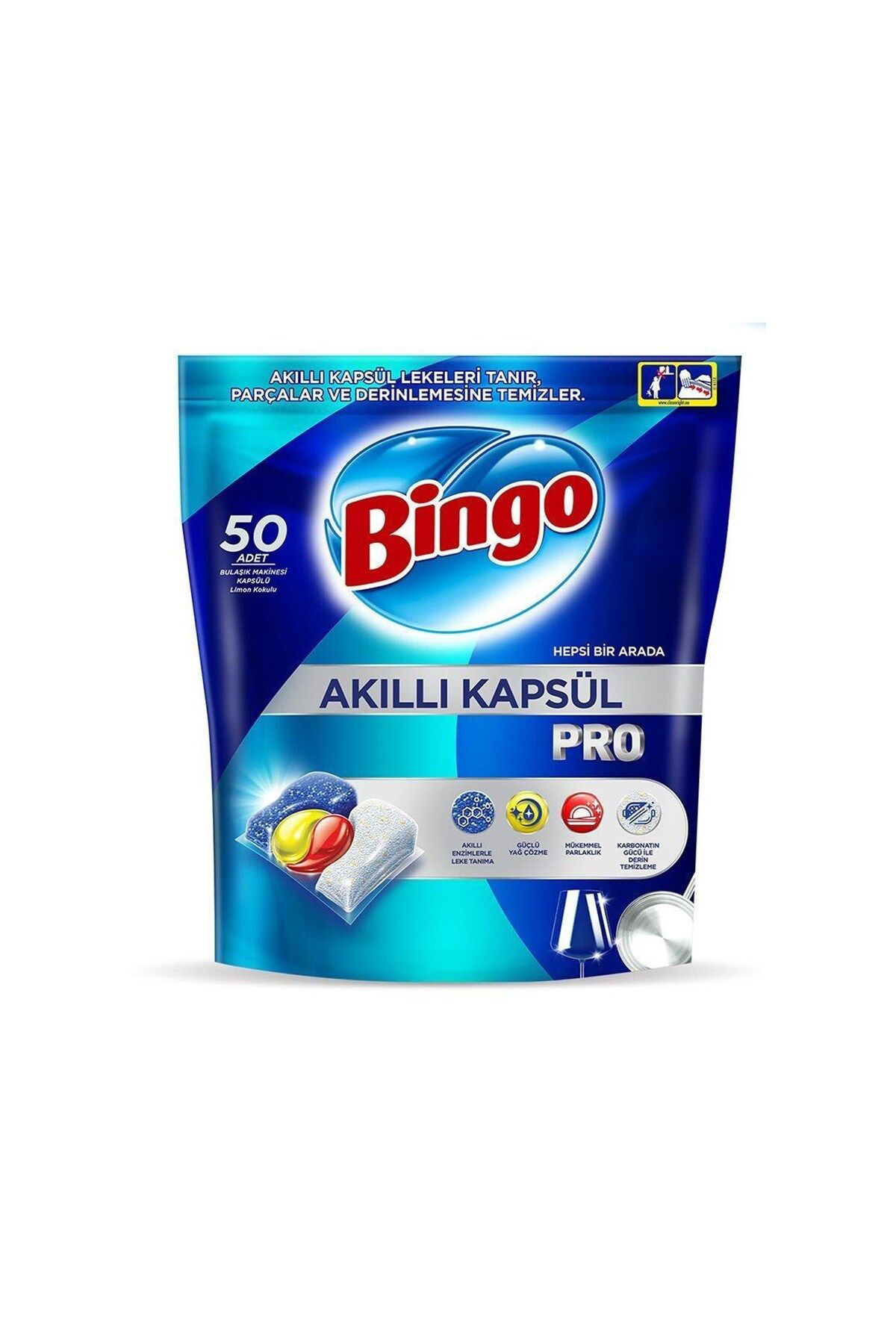 Bingo Akilli Kapsül Pro Bulaşik Makinesi Deterjani Tableti 50'Li X 3 Ad