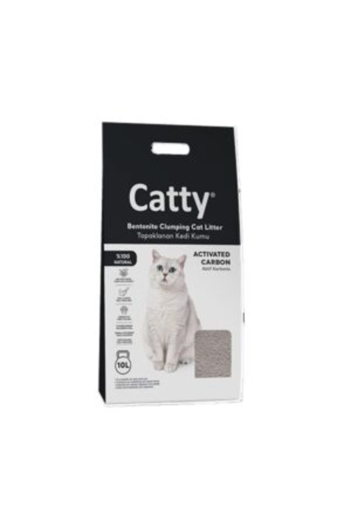 Catty Aktif Karbonlu Bentonit Kedi Kumu 10 Lt - Mükemmel Topaklaşma Ve