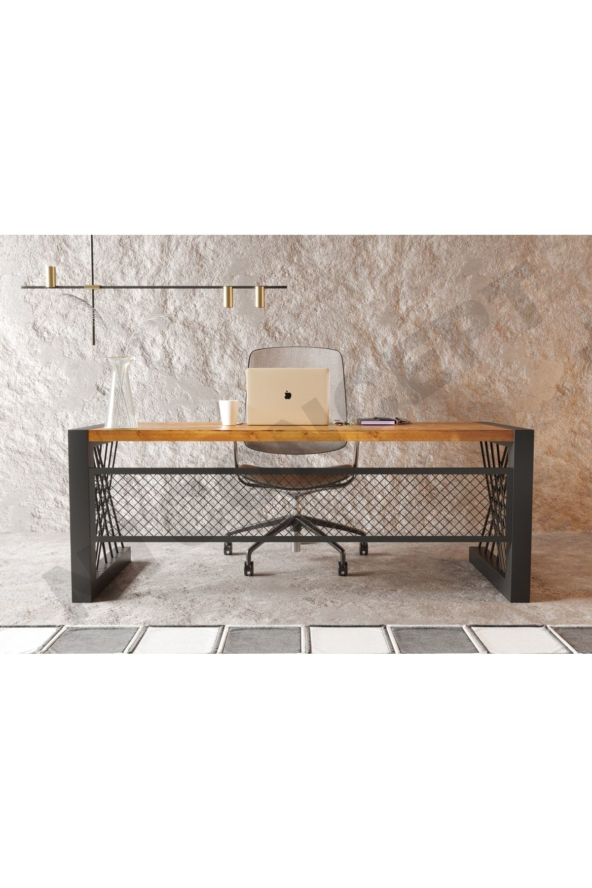 Nt Concept Alfa Açik Ceviz Renk Masif Ahşap Ofis Ve Çalişma Masasi(85Cm-180C