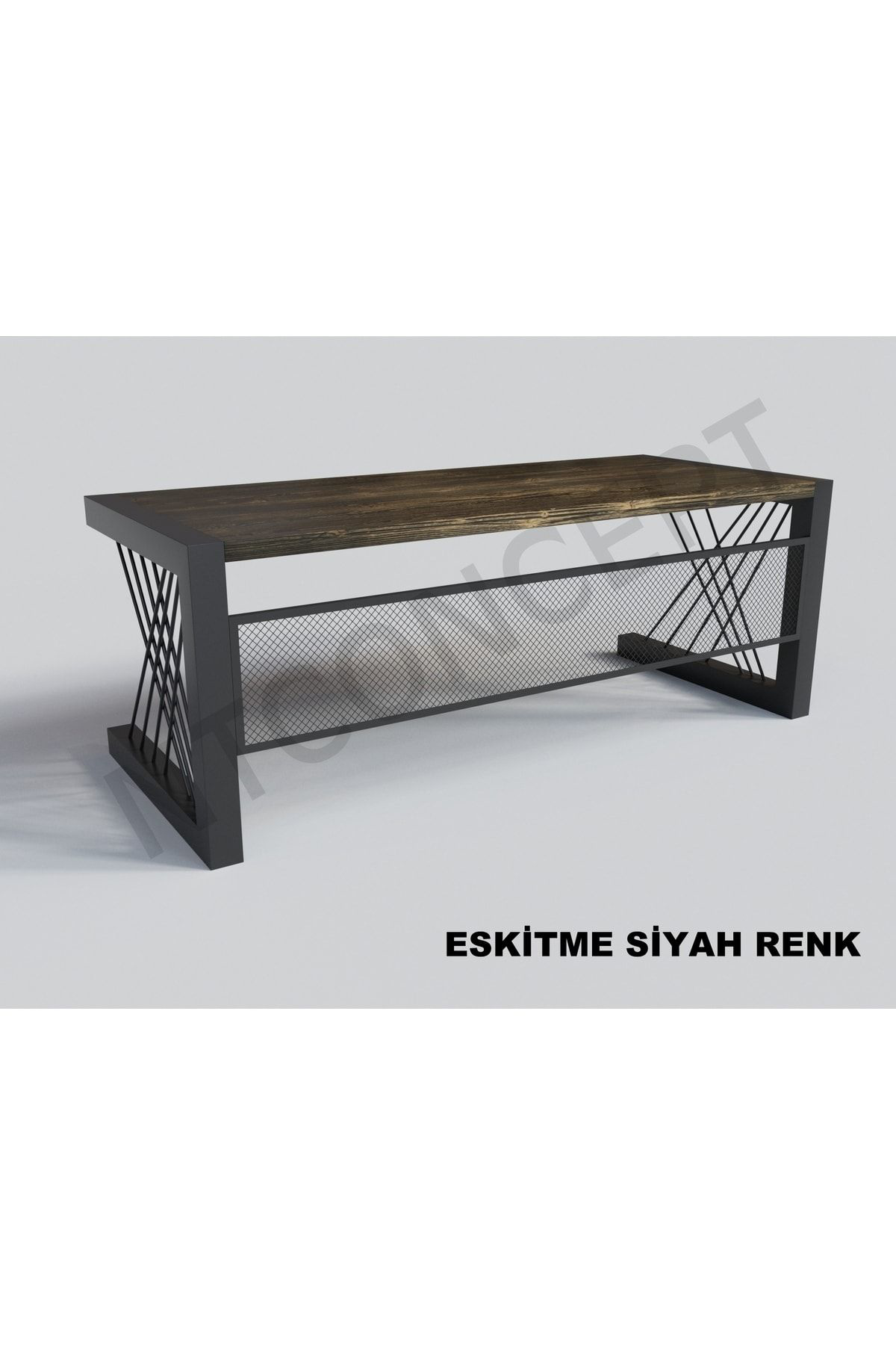 Nt Concept Alfa Eskitme Siyah Renk Masif Ahşap Ofis Ve Çalişma Masasi 75Cm-1