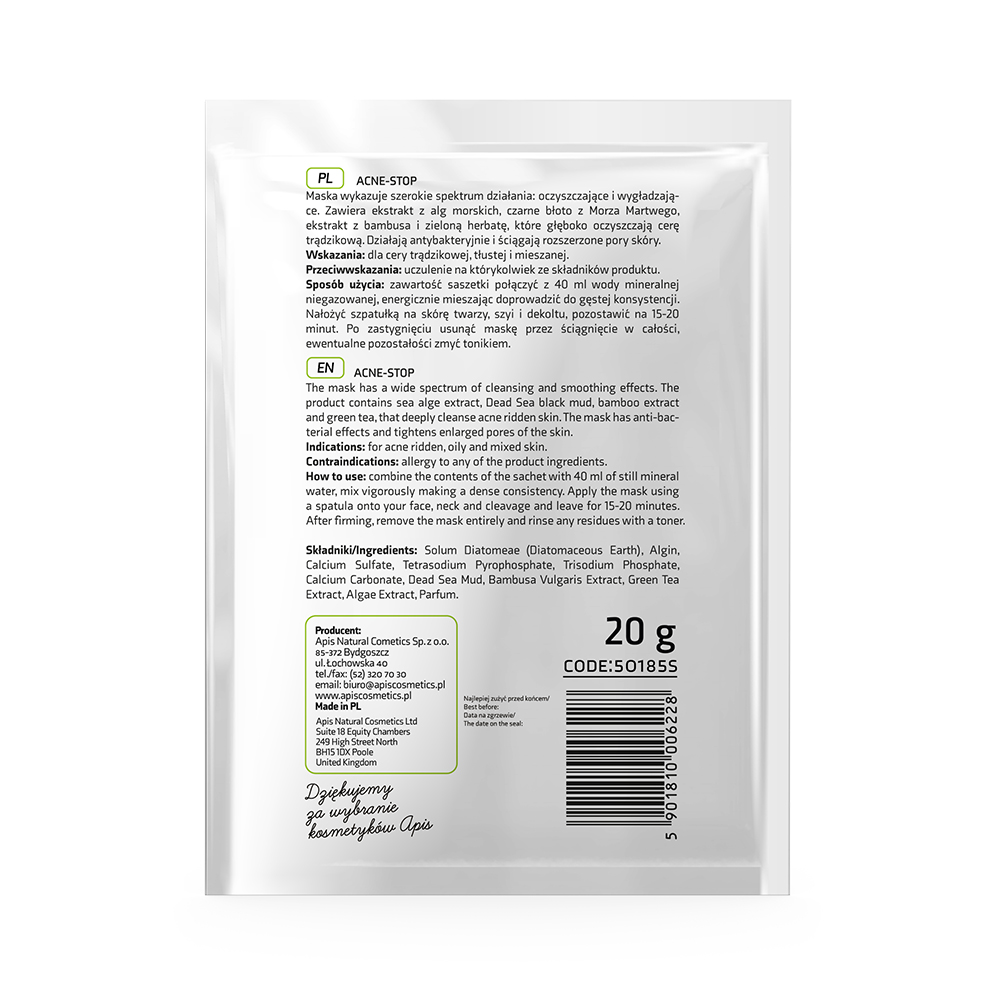 Apis Natural Cosmetics Alg Maskesi - Akne Giderici - 3 Adet - 20Gr