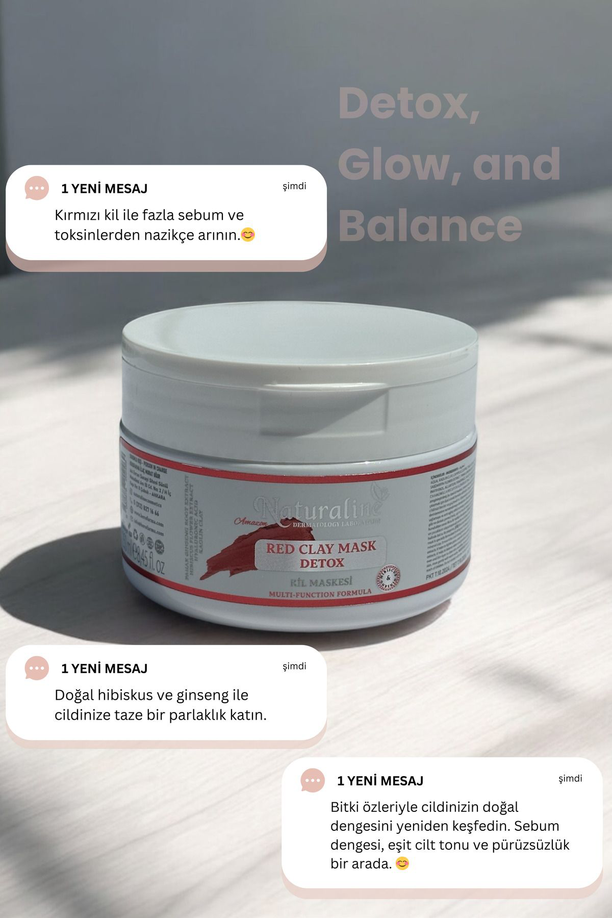 Naturaline Amazon Red Clay Mask Kirmizi Kil Maskesi 250Ml