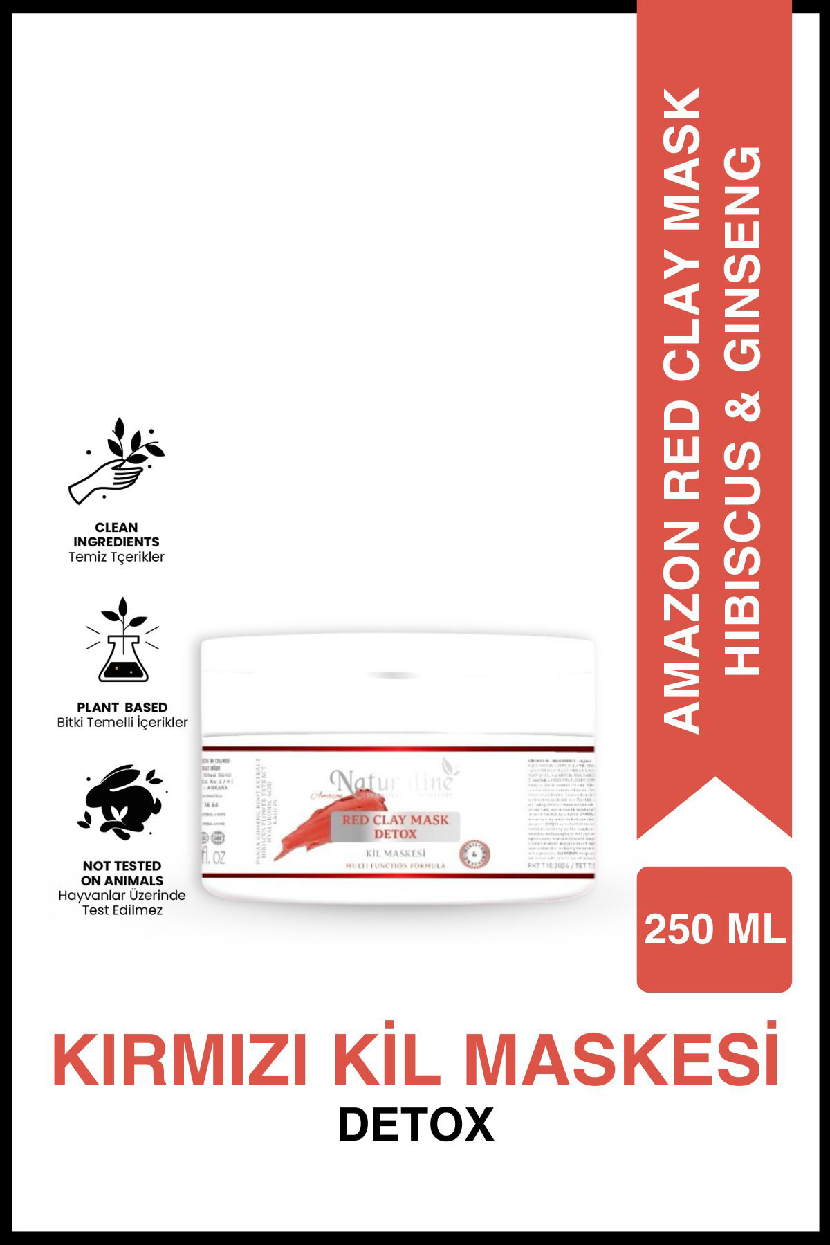 Naturaline Amazon Red Clay Mask Kirmizi Kil Maskesi 250Ml