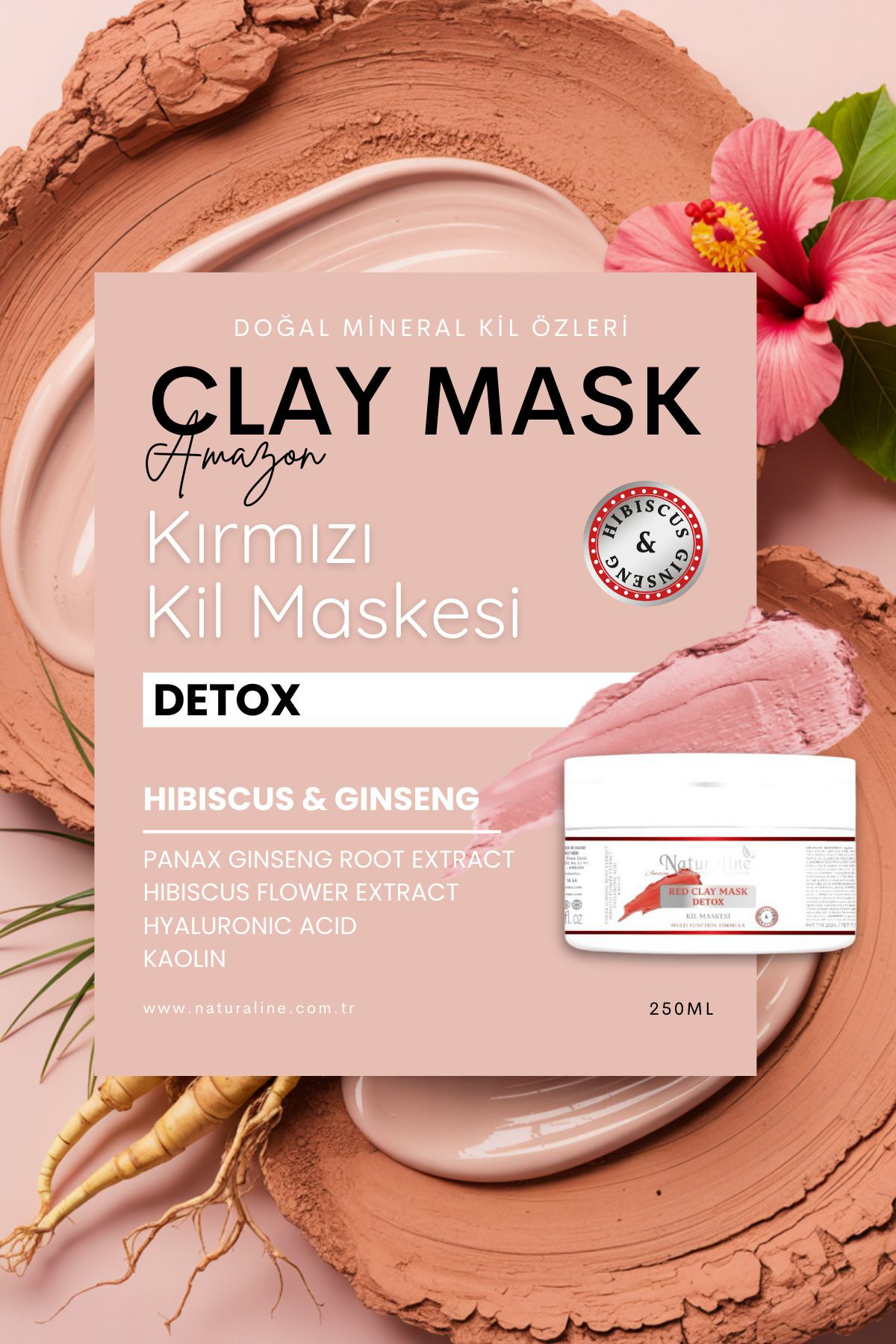 Naturaline Amazon Red Clay Mask Kirmizi Kil Maskesi 250Ml