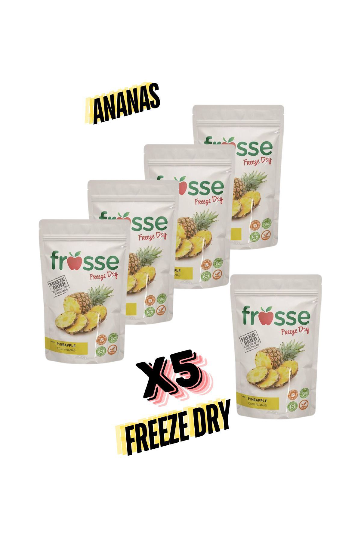 Frosse Ananas Kitiri - Freeze Dried - Üretici Firmadan Dondurularak Kuru