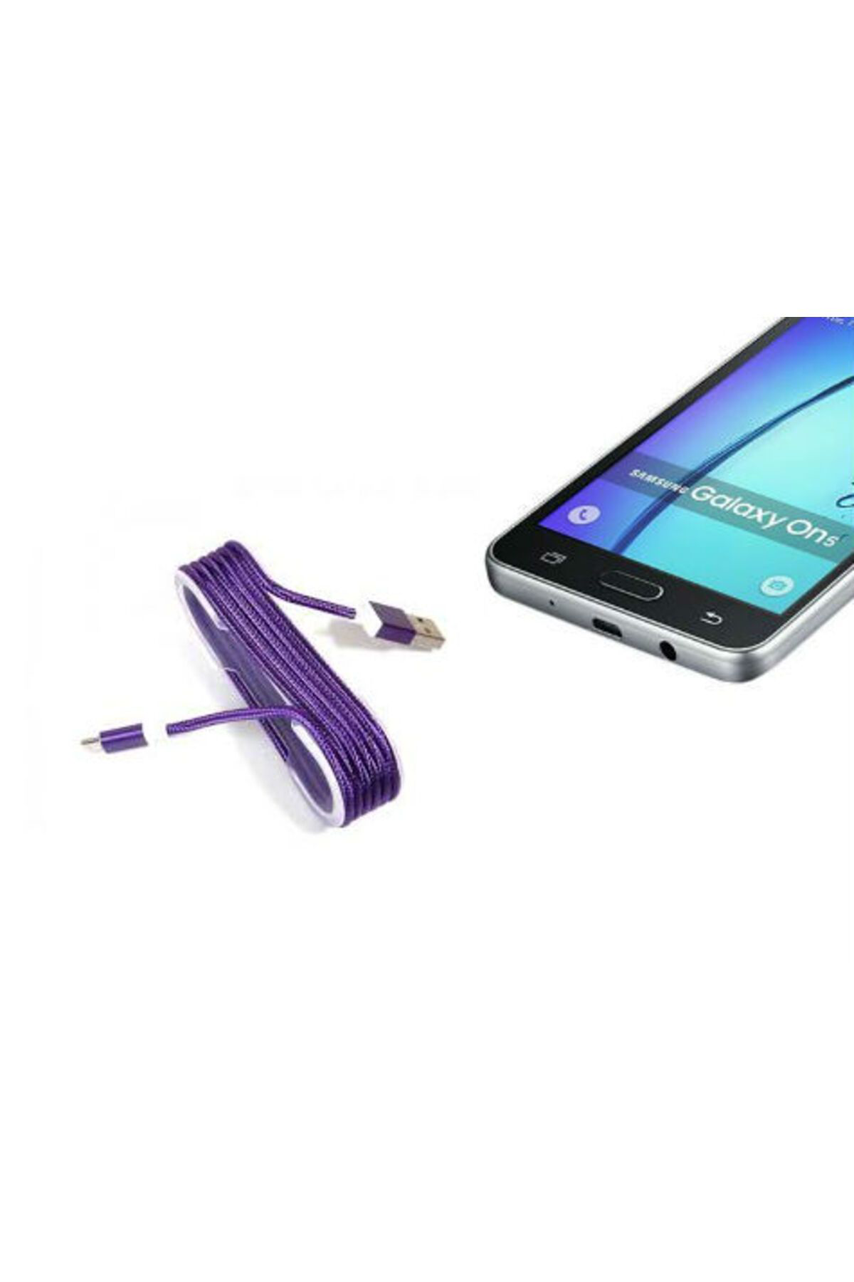 K&A Android Örgü Şeklinde Renkli Çelik Şarj Data Kablosu - Mor