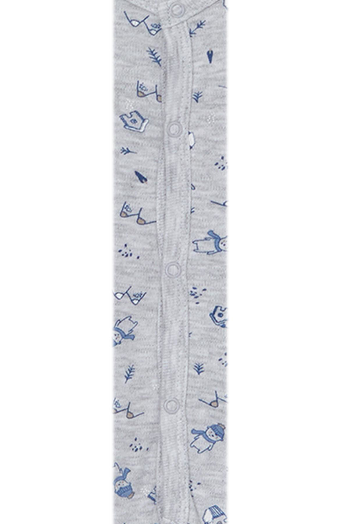 Andywawa  Erkek Bebek Gri Desenli Tulum Takimi Romper Set Ac22148r