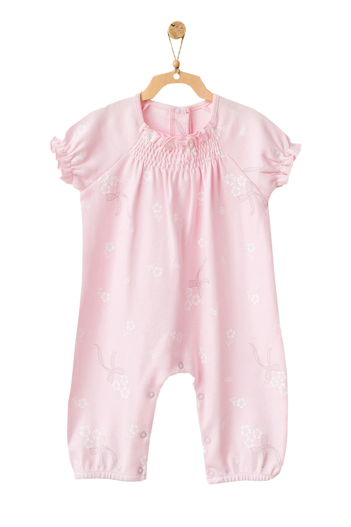Andywawa  Kiz Bebek Çiçek Desenli Pembe Tulum Ac21794r