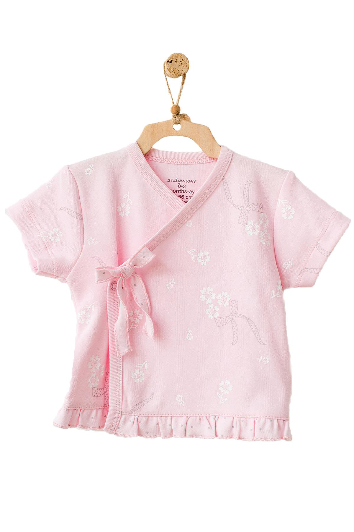 Andywawa  Kiz Bebek Pembe Fiyonk Desenli Tekli Zibin Ac21807