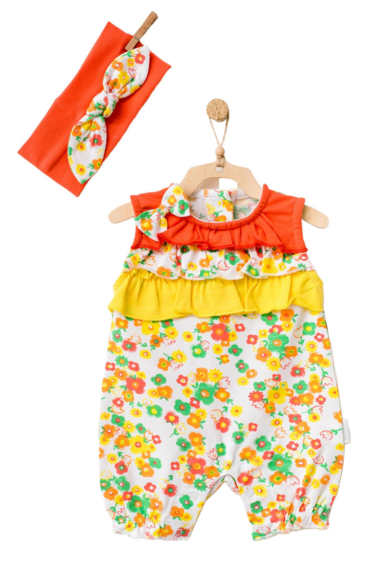 Andywawa  Kiz Bebek Çitçitli Fiyonk Detayli Renkli Tulum Ac21832re