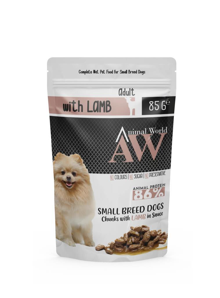Animal World  Kuzu Etli Küçük İrk Yetişkin Köpek Konservesi 85 Gr