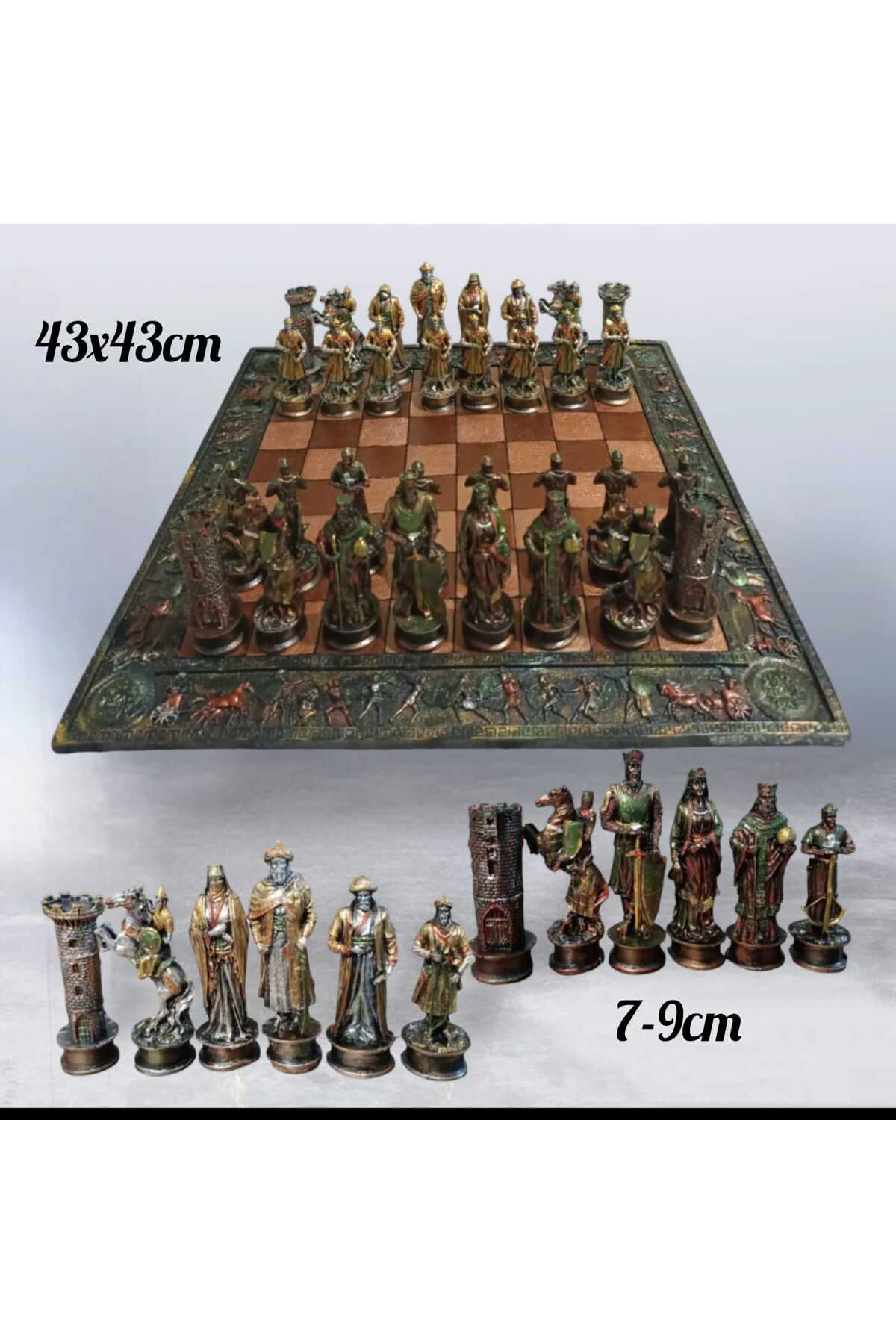 Dodemert Home Antik Muharebe Büyük Polyester Satranç Takimi 32 Figürlü 43X43 Cm
