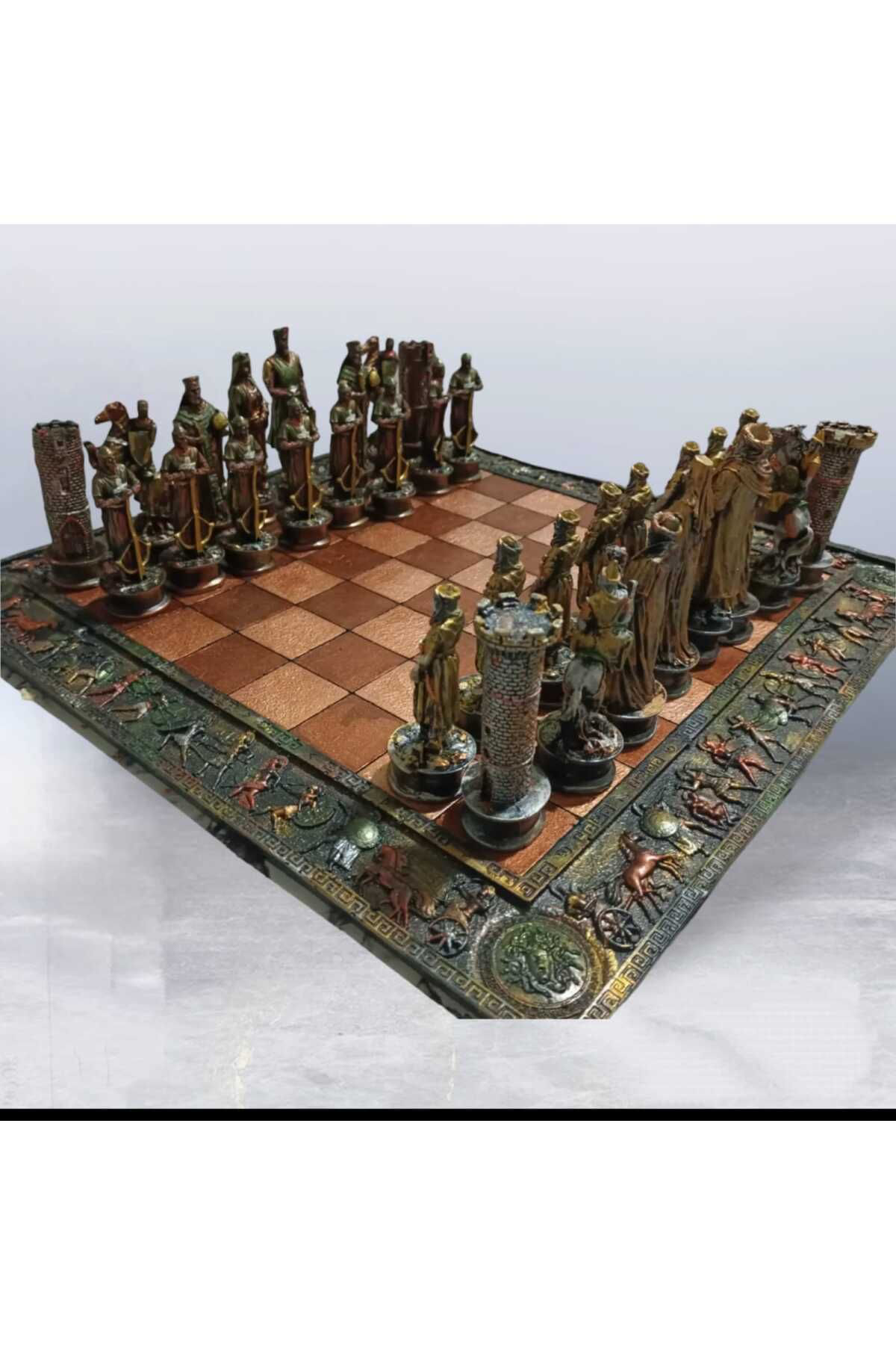 Dodemert Home Antik Muharebe Büyük Polyester Satranç Takimi 32 Figürlü 43X43 Cm