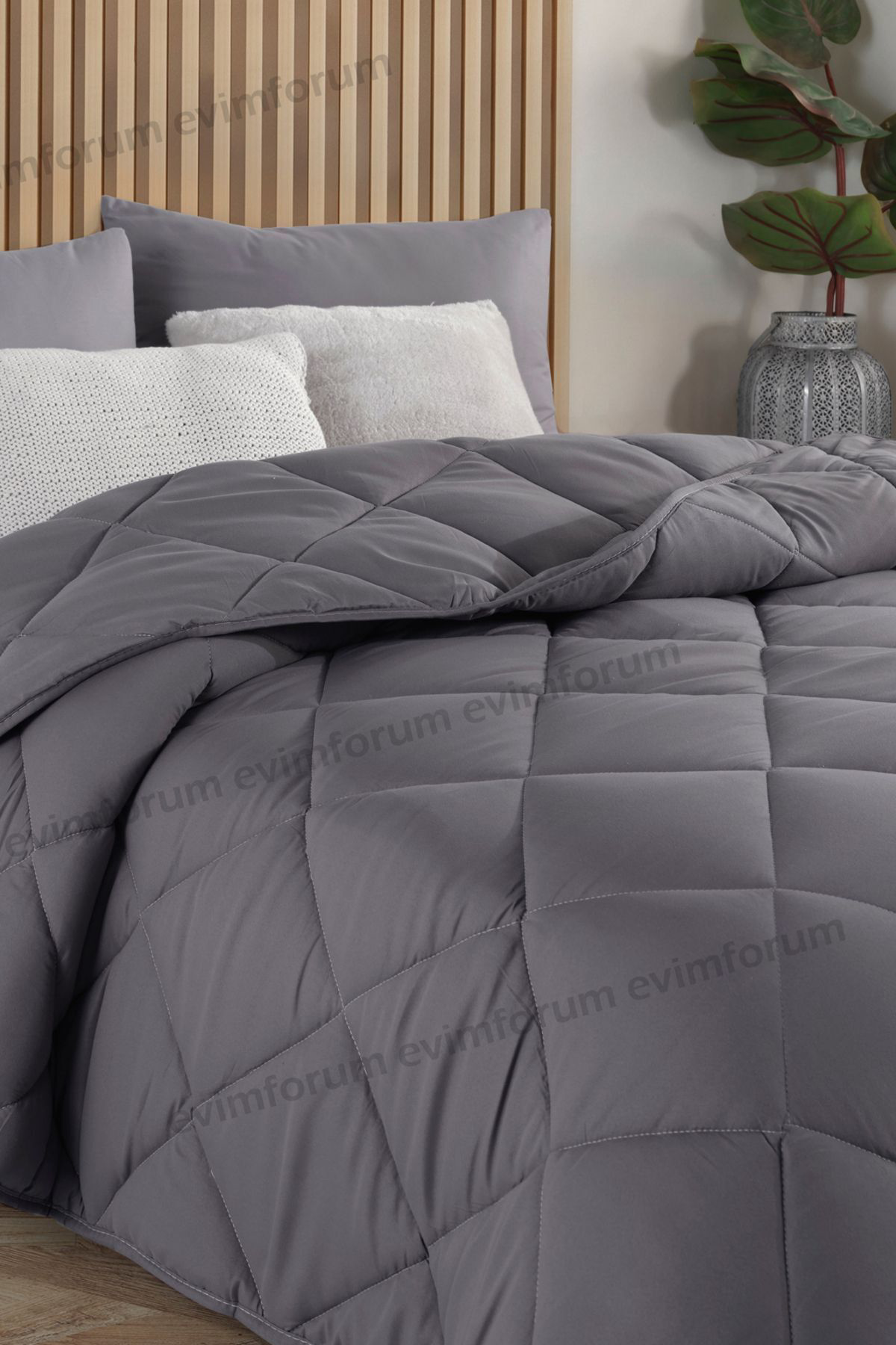 Formeya Antrasit Gri Soft Kişlik Tek Kişilik Yorgan 155*215 Cm