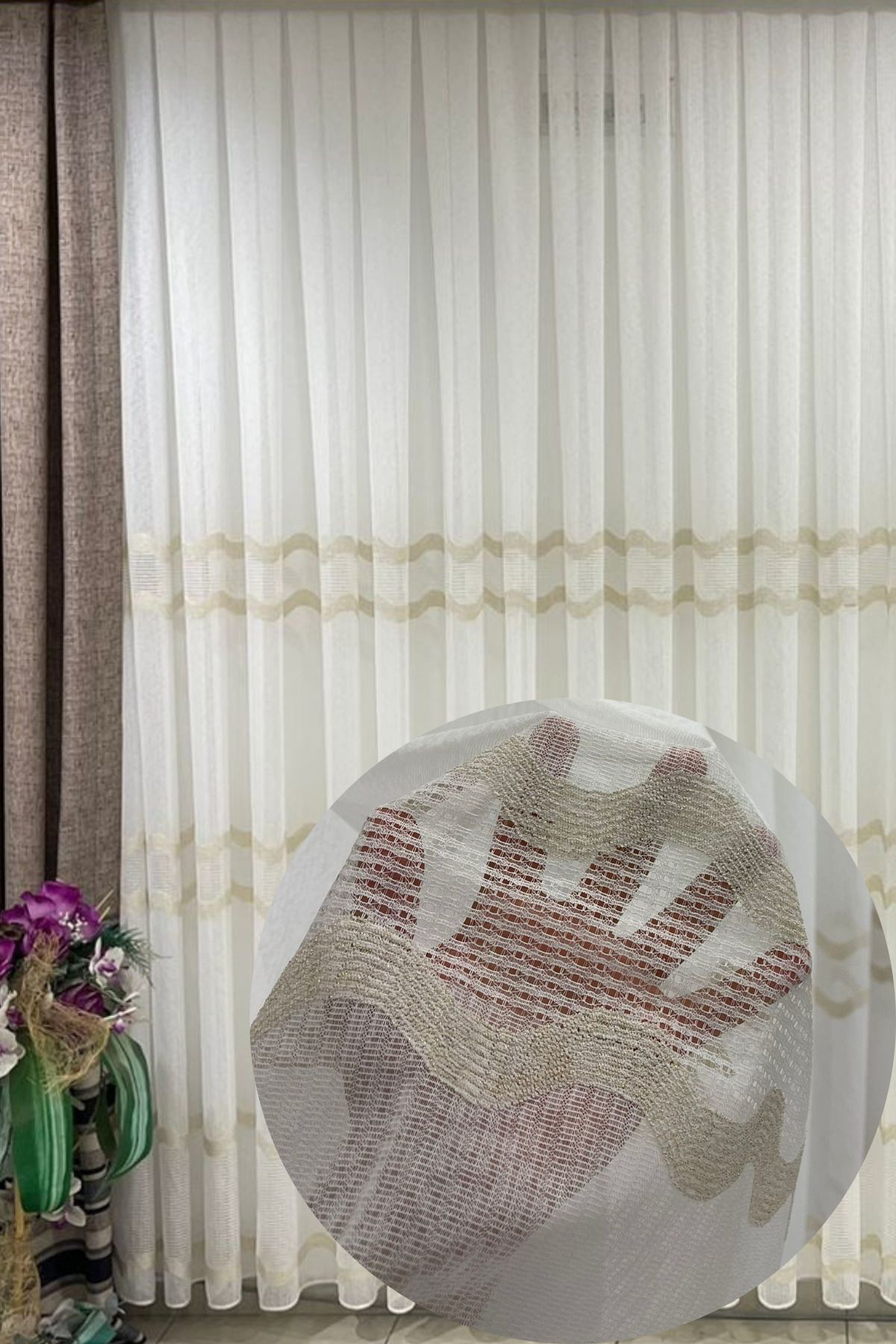 Özgün Home Aplike Clara Modern Dalgali Altin Şeritli (1/2,5 Normal Pile) Ekr