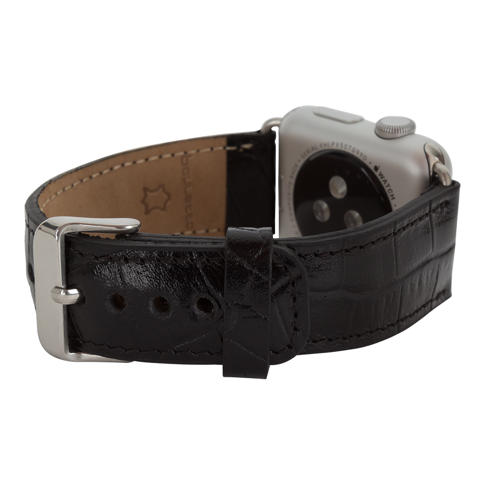 Apple Watch Uyumlu Deri Kordon 42-44-45mm Kroko Siyah