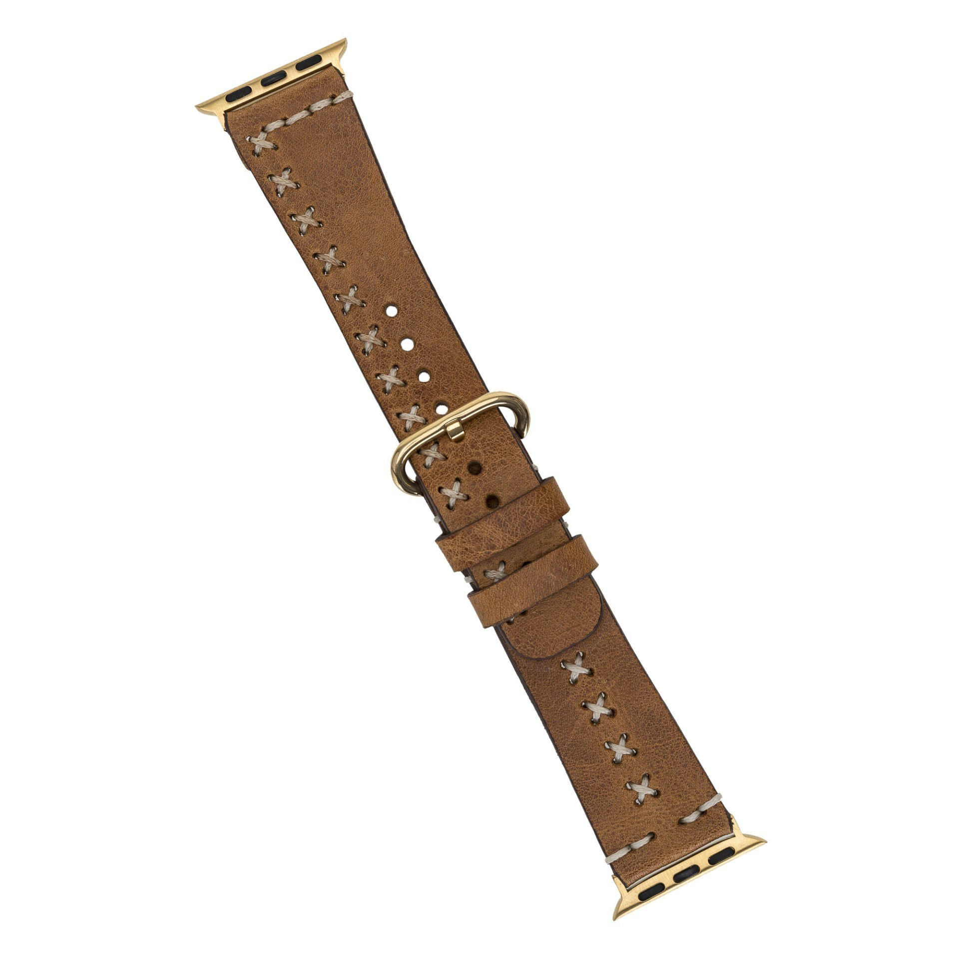 Apple Watch Uyumlu Deri Kordon 42-44-45mm Aqua V18 Taba