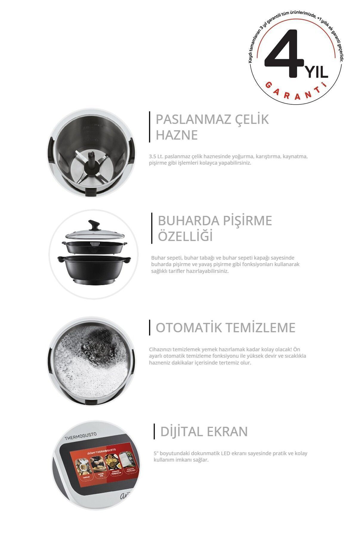 Arzum Ar1181 Thermogusto Çok Fonksiyonlu Akilli Mutfak Robotu