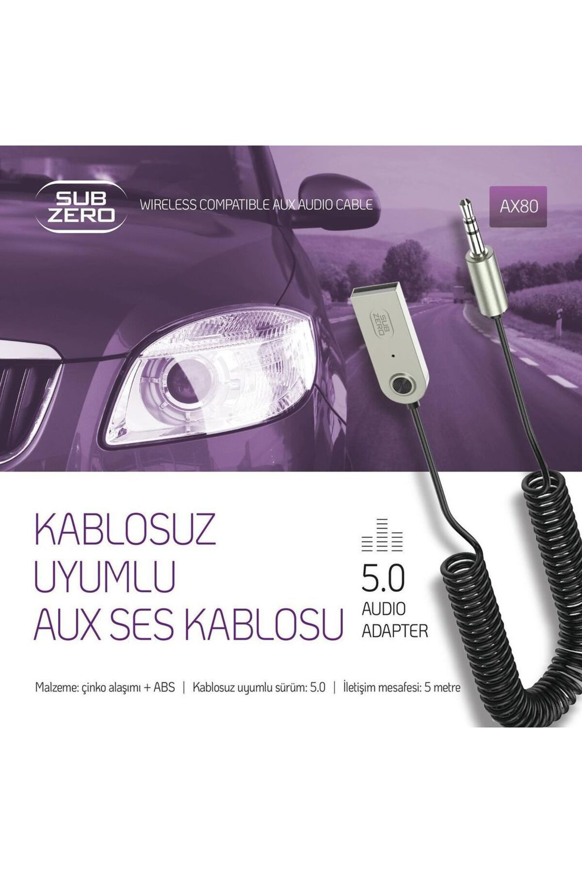 Subzero Araç Teyp Bluetooth Çevirici | Kablosuz Müzik Ve Telefon Görüşmel
