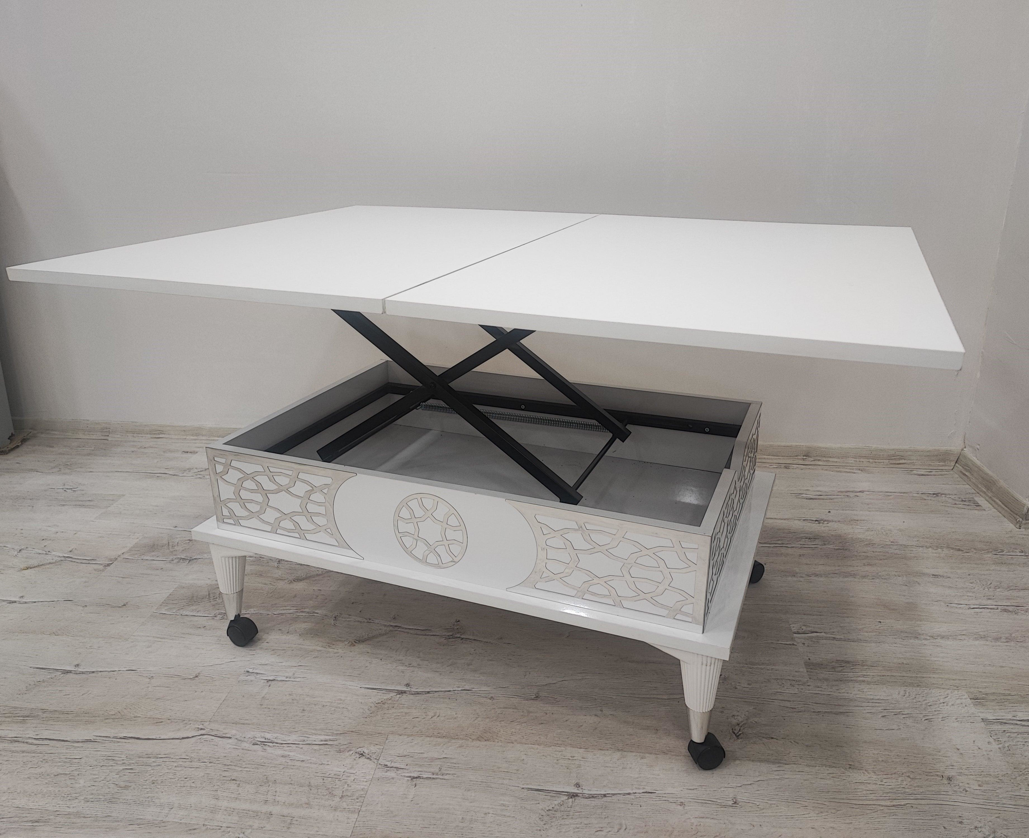 Erezogullari Mobilya Aras 5 Kademeli Tekerlekli Akilli Sihirli Orta Sehpa 60X90