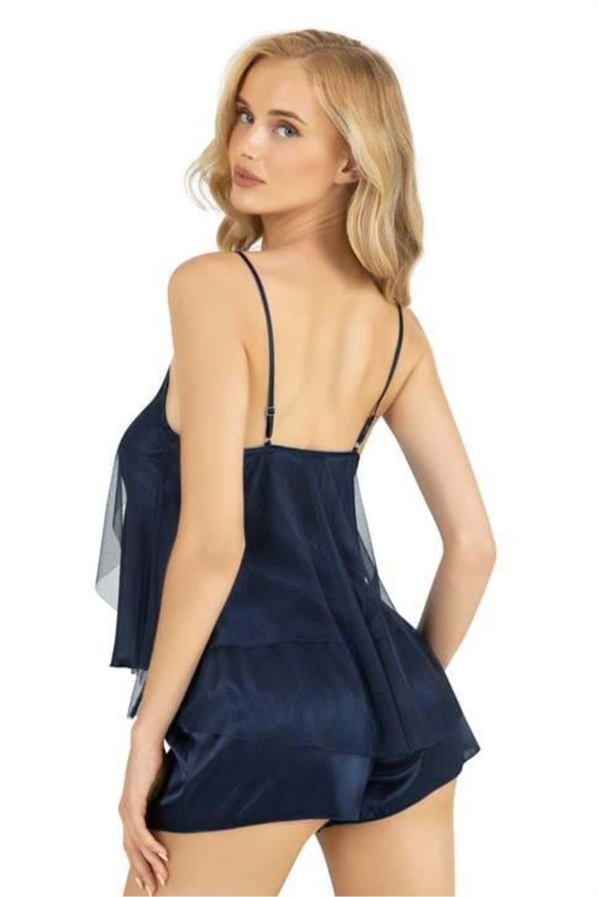 Aria's Closet Arias Closet Lacivert Saten Şort Takimi Ozn-22643