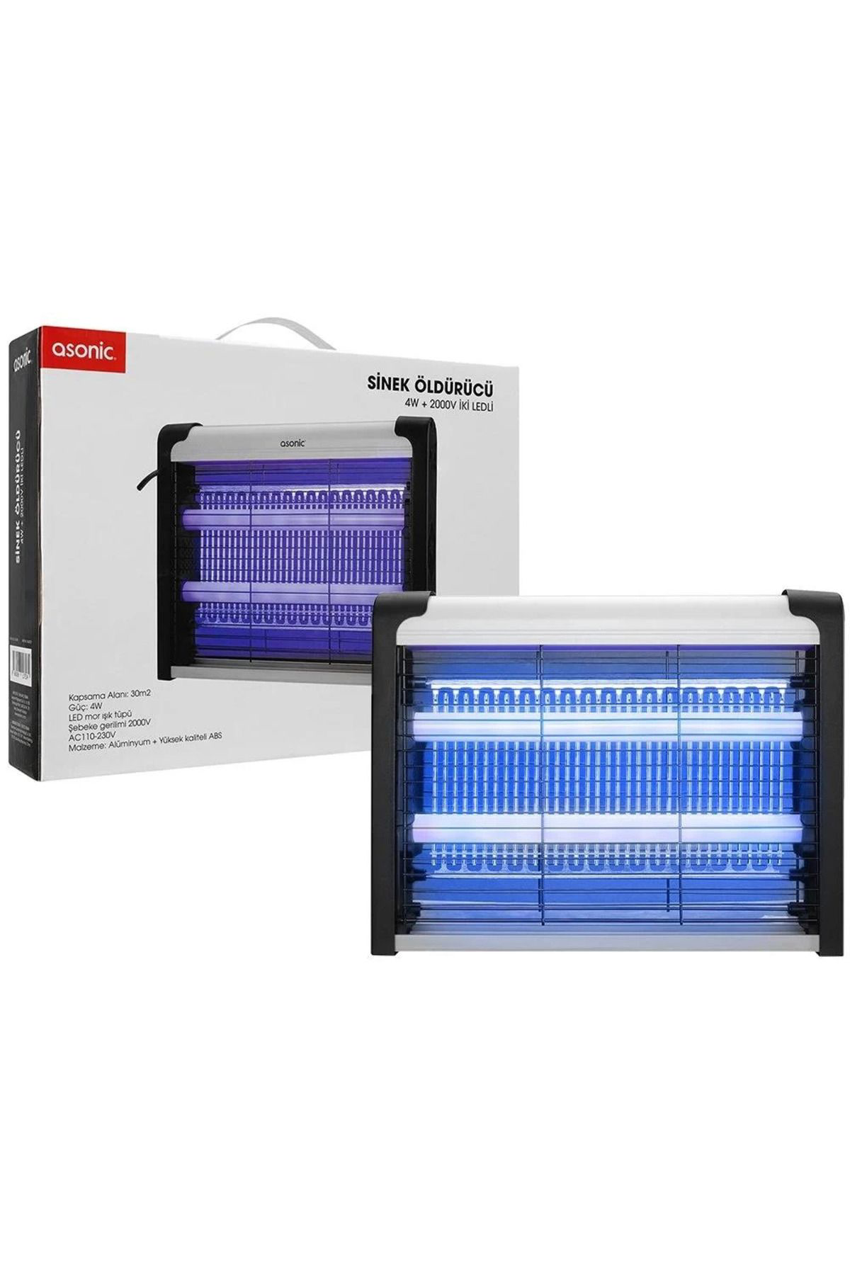 Yusuftex Asonic Siyah 4 Watt + 2000 Volt İki Ledli Sinek Öldürücü As-A28 (
