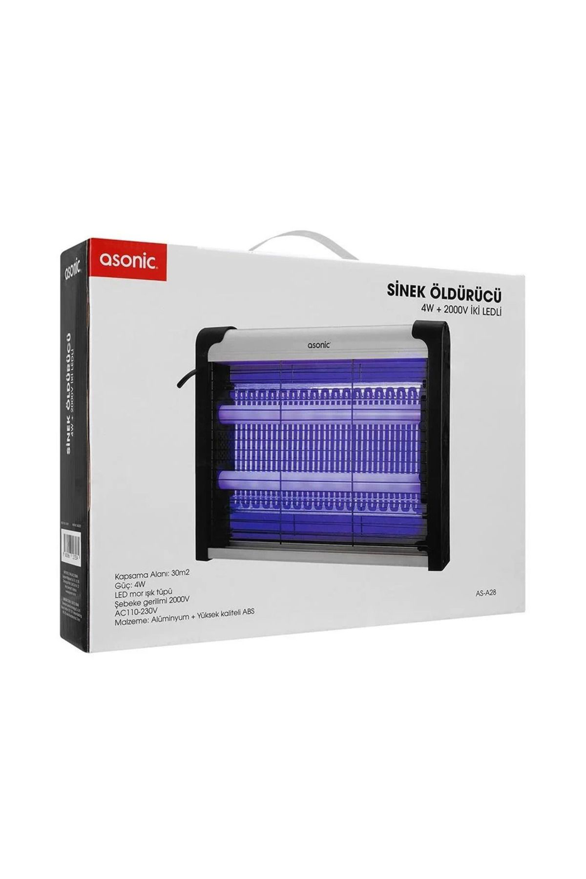 Yusuftex Asonic Siyah 4 Watt + 2000 Volt İki Ledli Sinek Öldürücü As-A28 (