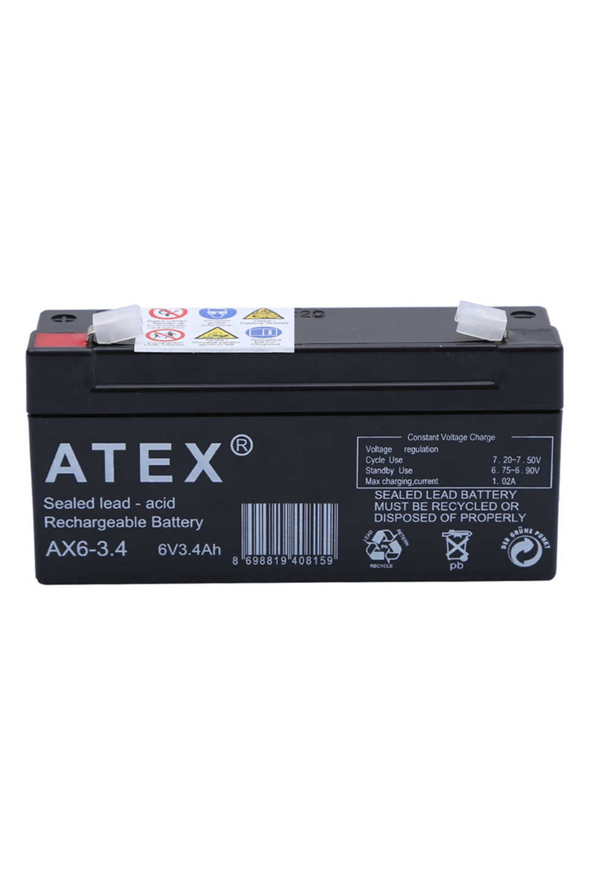 Ok Aksesuar Atex Ax6-3.4 6 Volt - 3.4 Amper Yatik Akü (12.5X6x3cm)  Go5060655