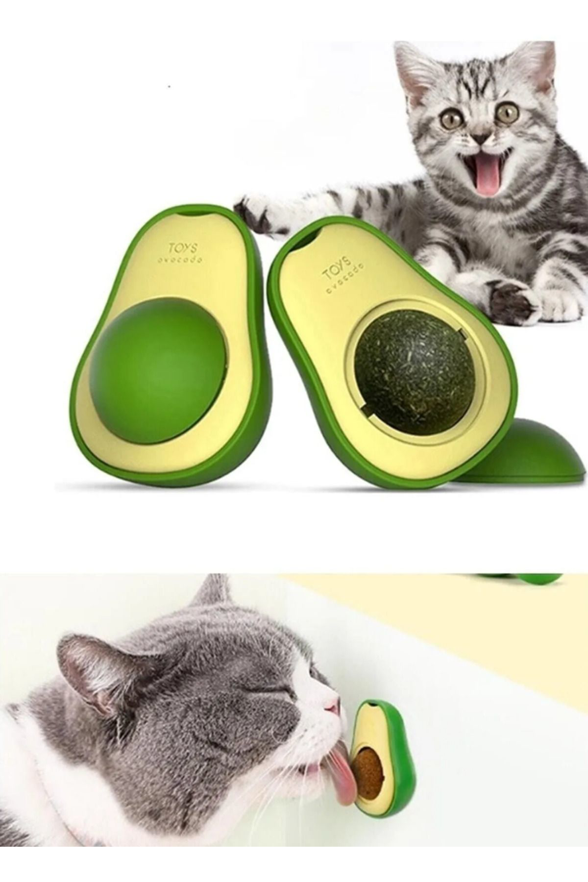 Toptan Bulurum Avokado Şeklinde Catnipli Doğal Kedi Yalama Topu 6 Cm