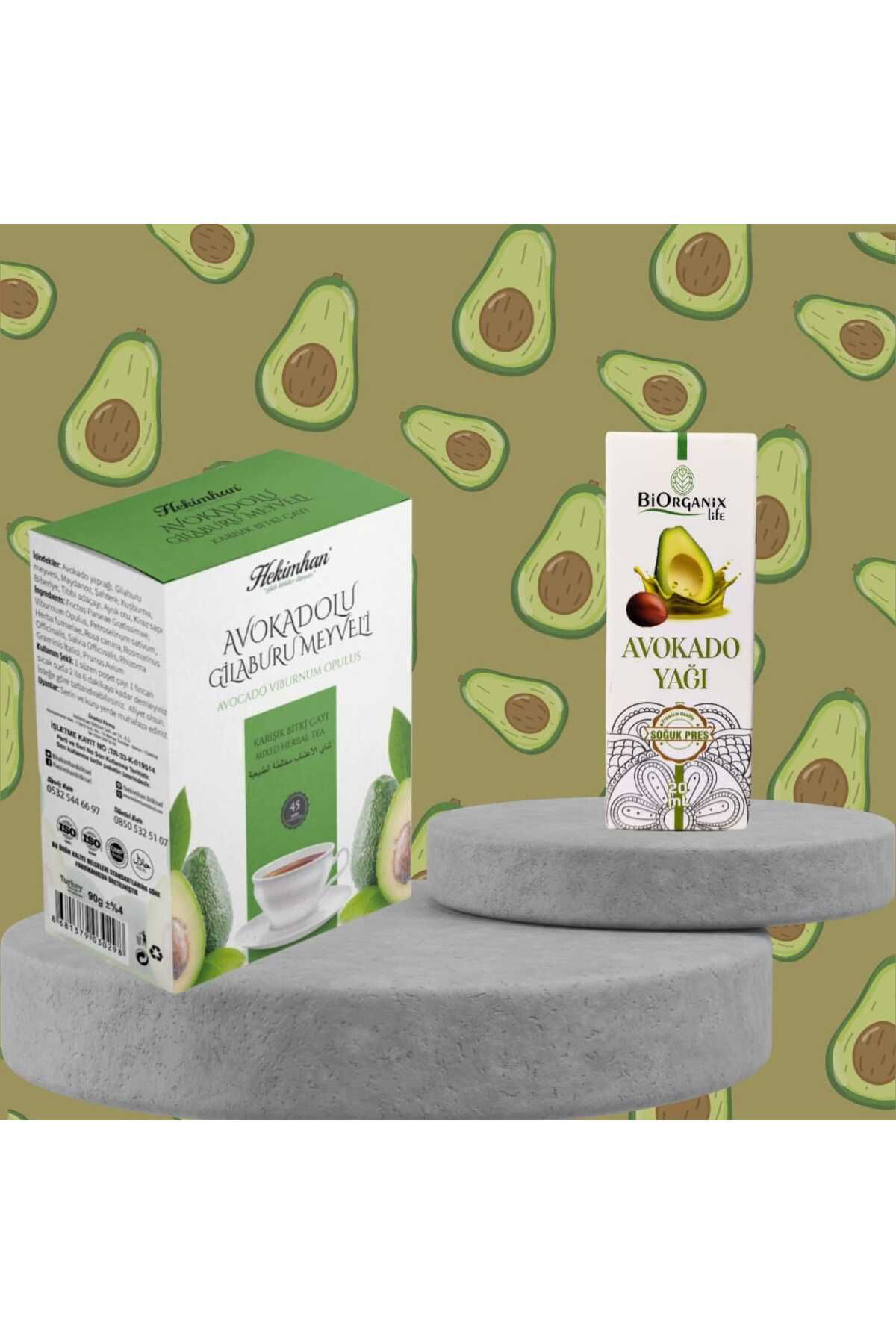 Hekimhan Bitkisel Avokadolu Glaburu Meyveli Bitki Çayi + Avokado Yaği