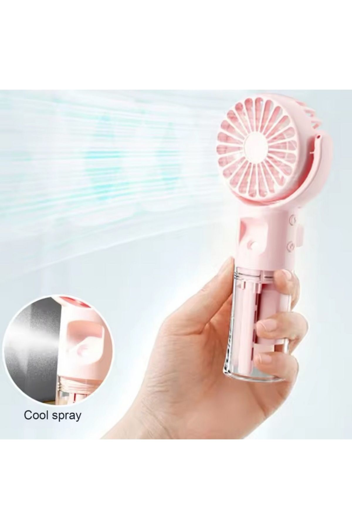 Rosepremium Avuç İçi Taşinabilir Su Spreyli Şarjli Mini Vantilatör El Fani F4