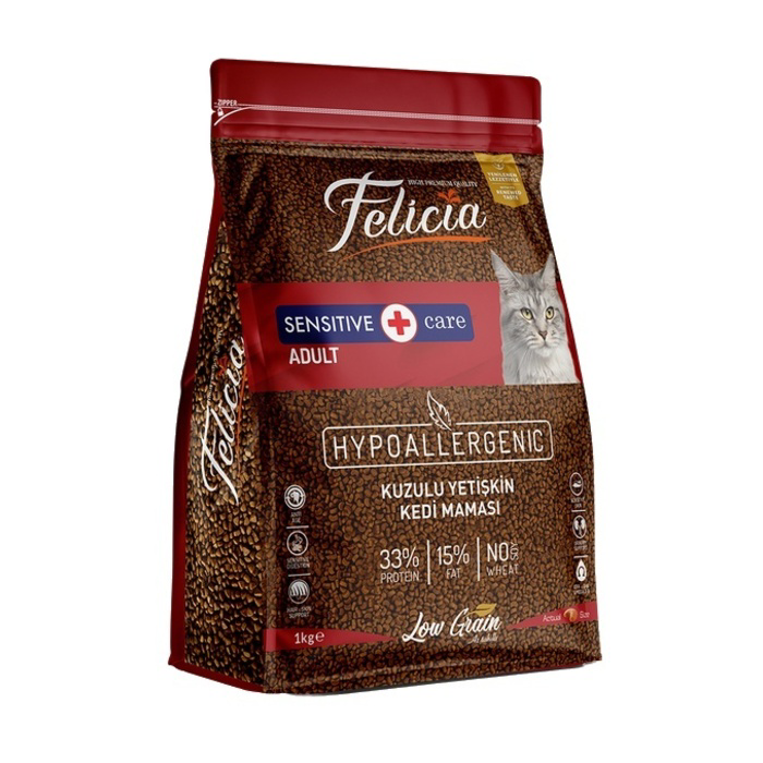 Felicia Az Tahilli Yetişkin Kuzulu Hypo Allergenic Kedi Mamasi 1 Kg