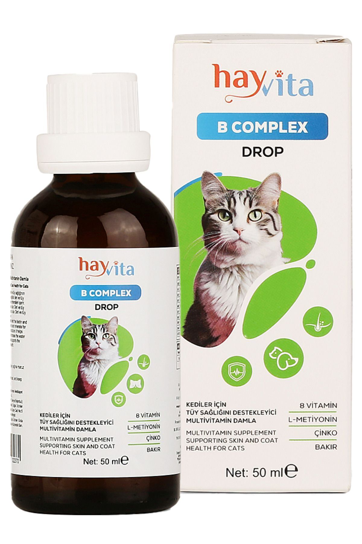Hayvita B Complex Vitamin 50Ml - Kediler İçin Tüy Sağliğini Destekleyici 