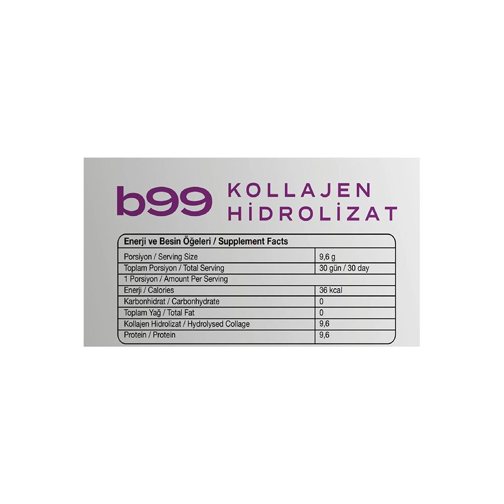 B99  Kollajen Hidrolizat Tip 1-3 Pure Kolajen 330Gr
