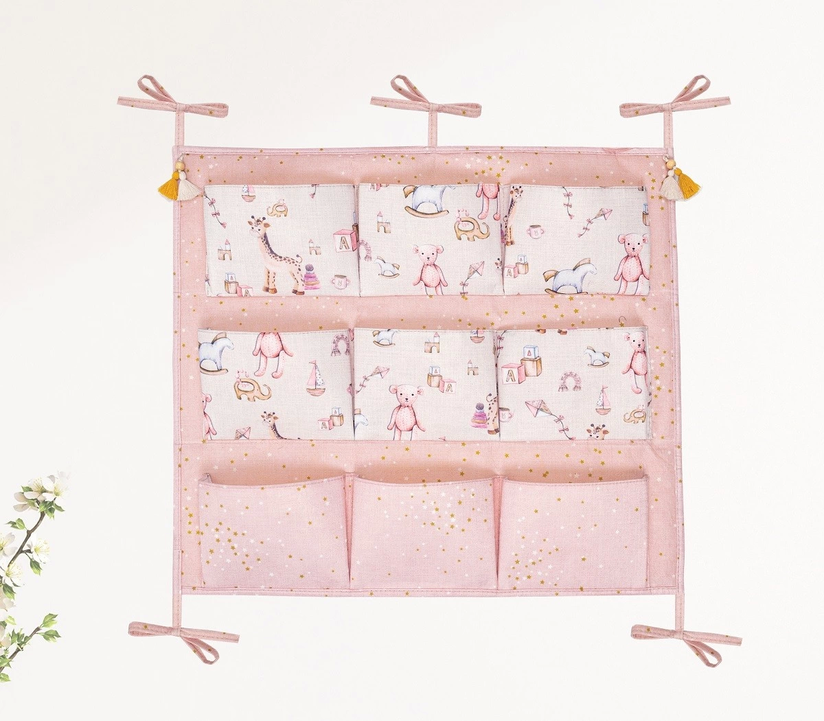 Baby 9 Cepli Bağlamalı Beşik Kenarı Düzenleyici (pembe)