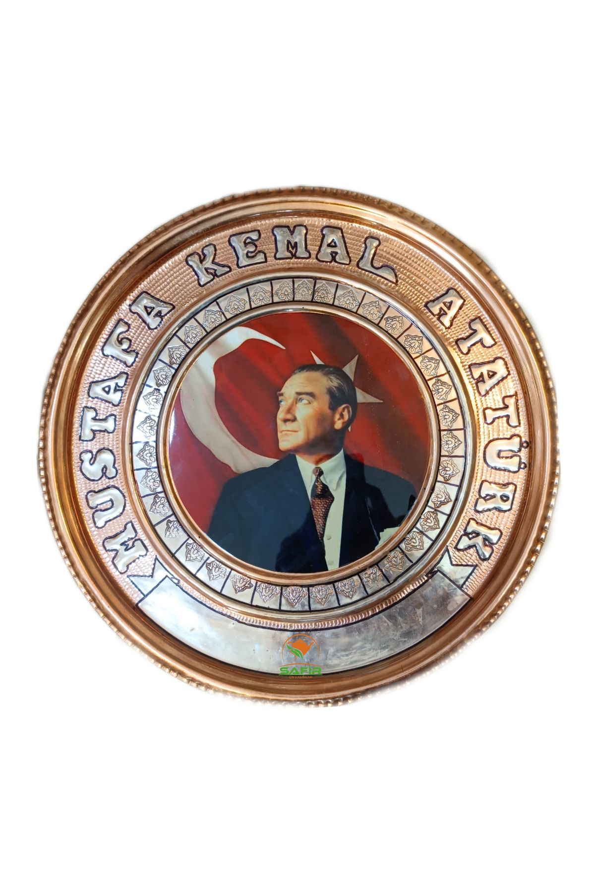 Safir Bakir Duvar Tablosu M.K. Atatürk Tablo Özel Elişçiliği 25 Cm A++ 