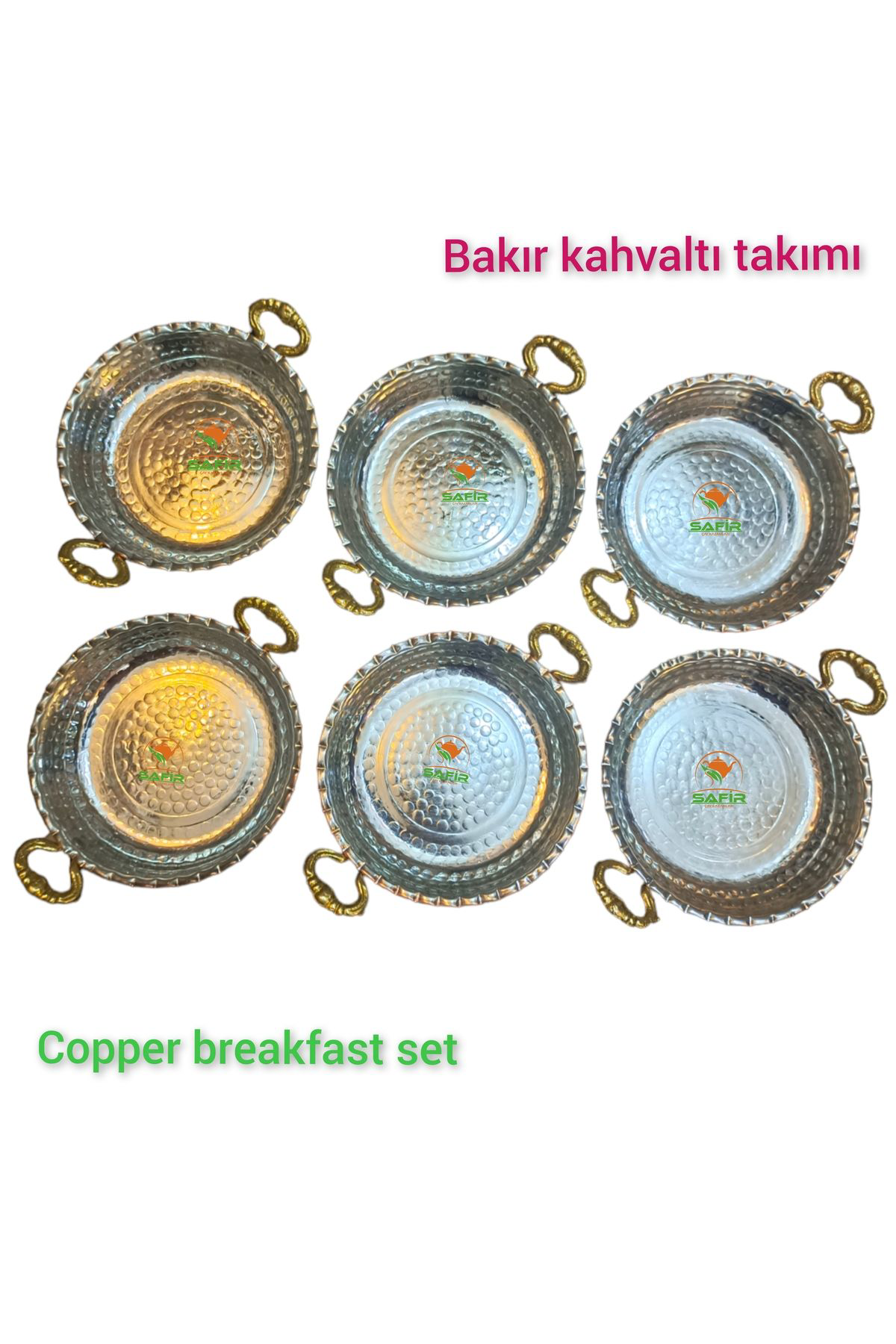 Safir Bakir Kahvalti Takimi Prinç Kulplu Bakir Kahvaltilik Omlet Tavasi